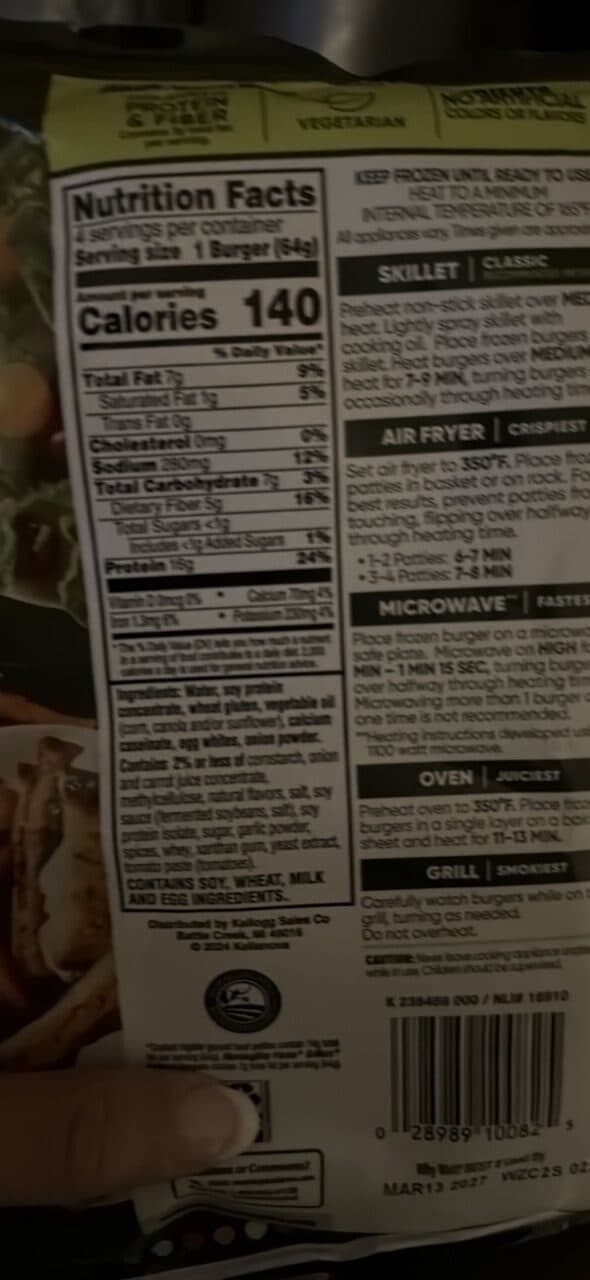 Morning Star Farms GRILLERS ORIGINAL BURGERS packshot