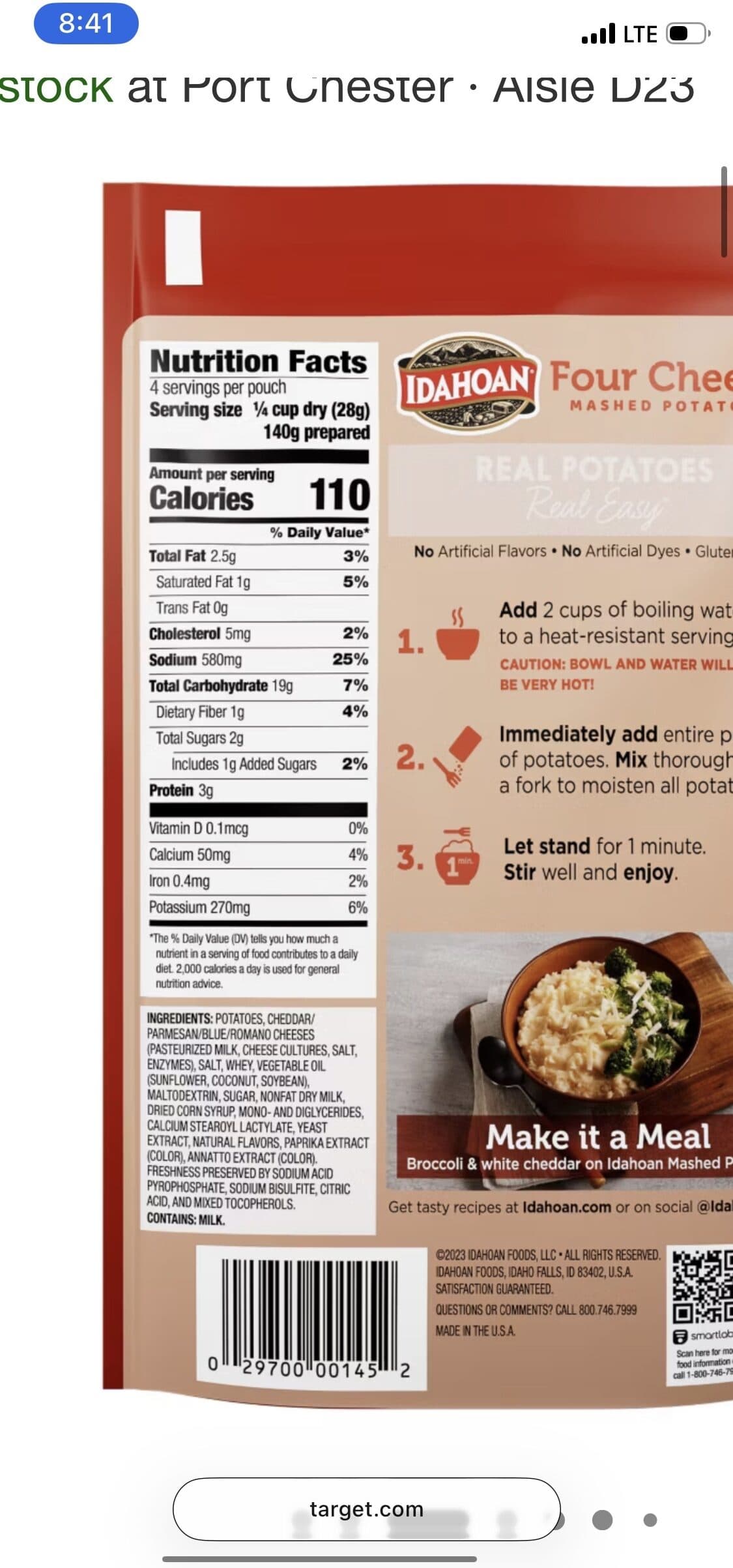 Idahoan Four Cheese Mashed Potatoes packshot