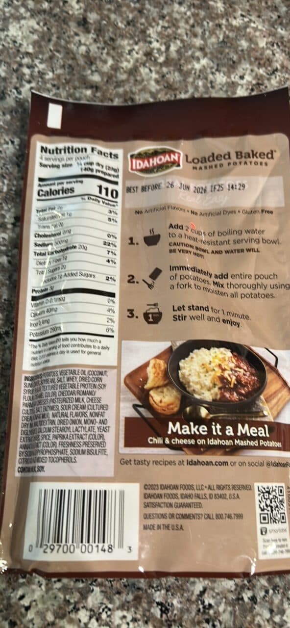 Idahoan Loaded Baked Mashed Potatoes packshot