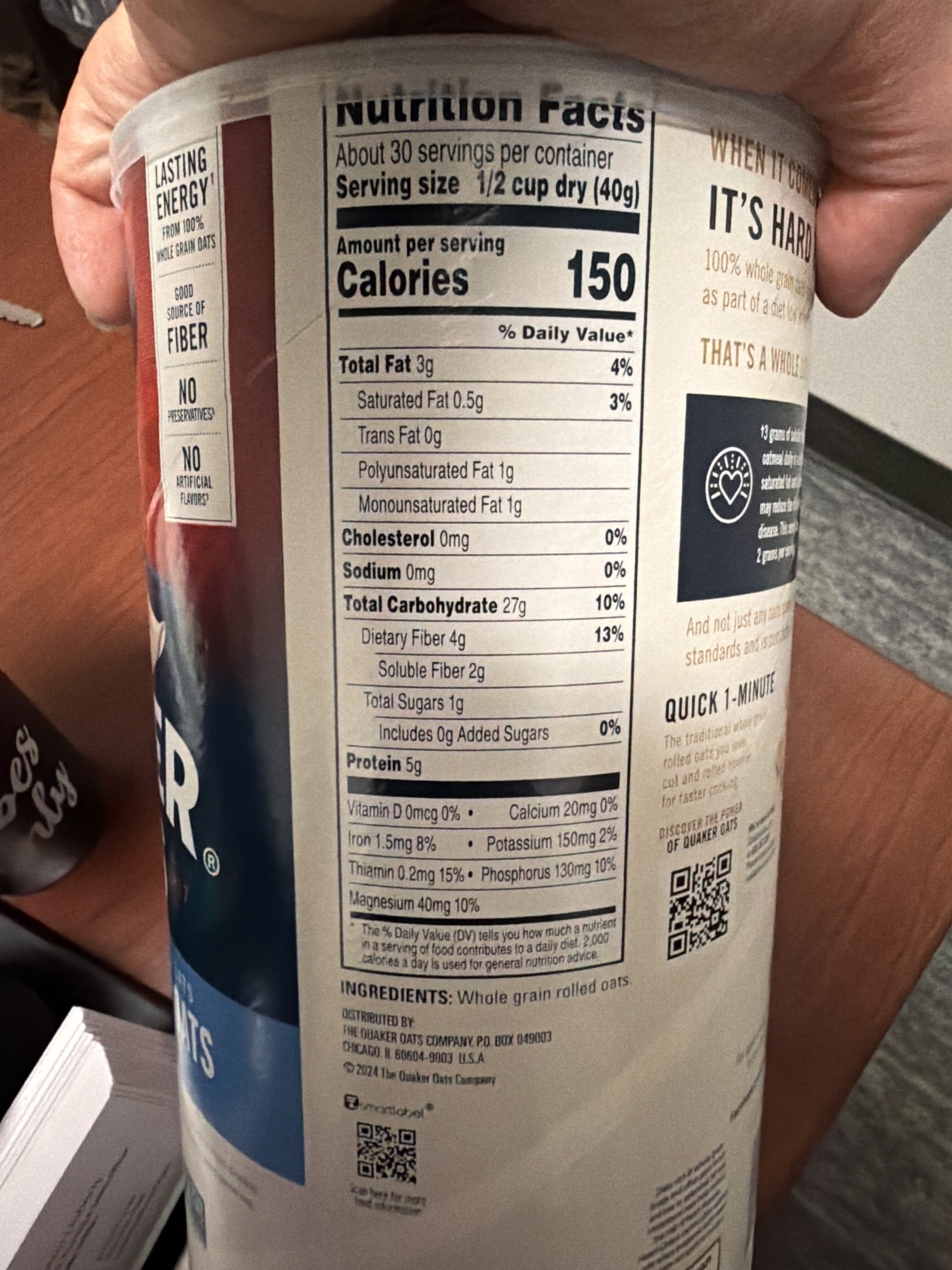QUAKER OATS QUICK 1-MINUTE OATS packshot