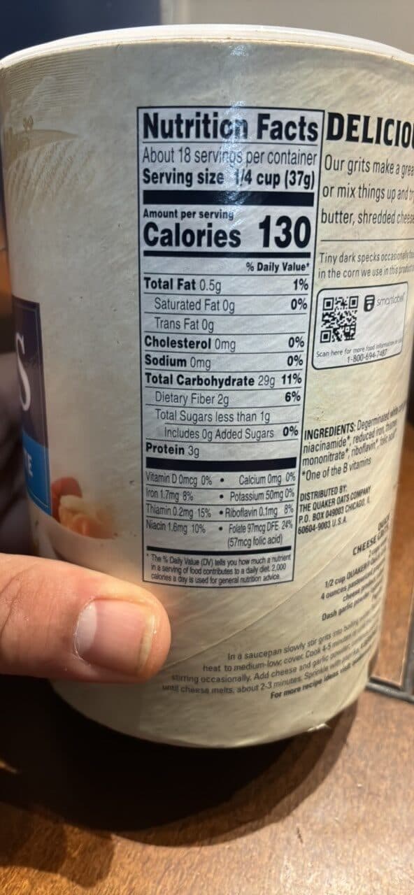 Quaker Grits Quick 5-Minute packshot