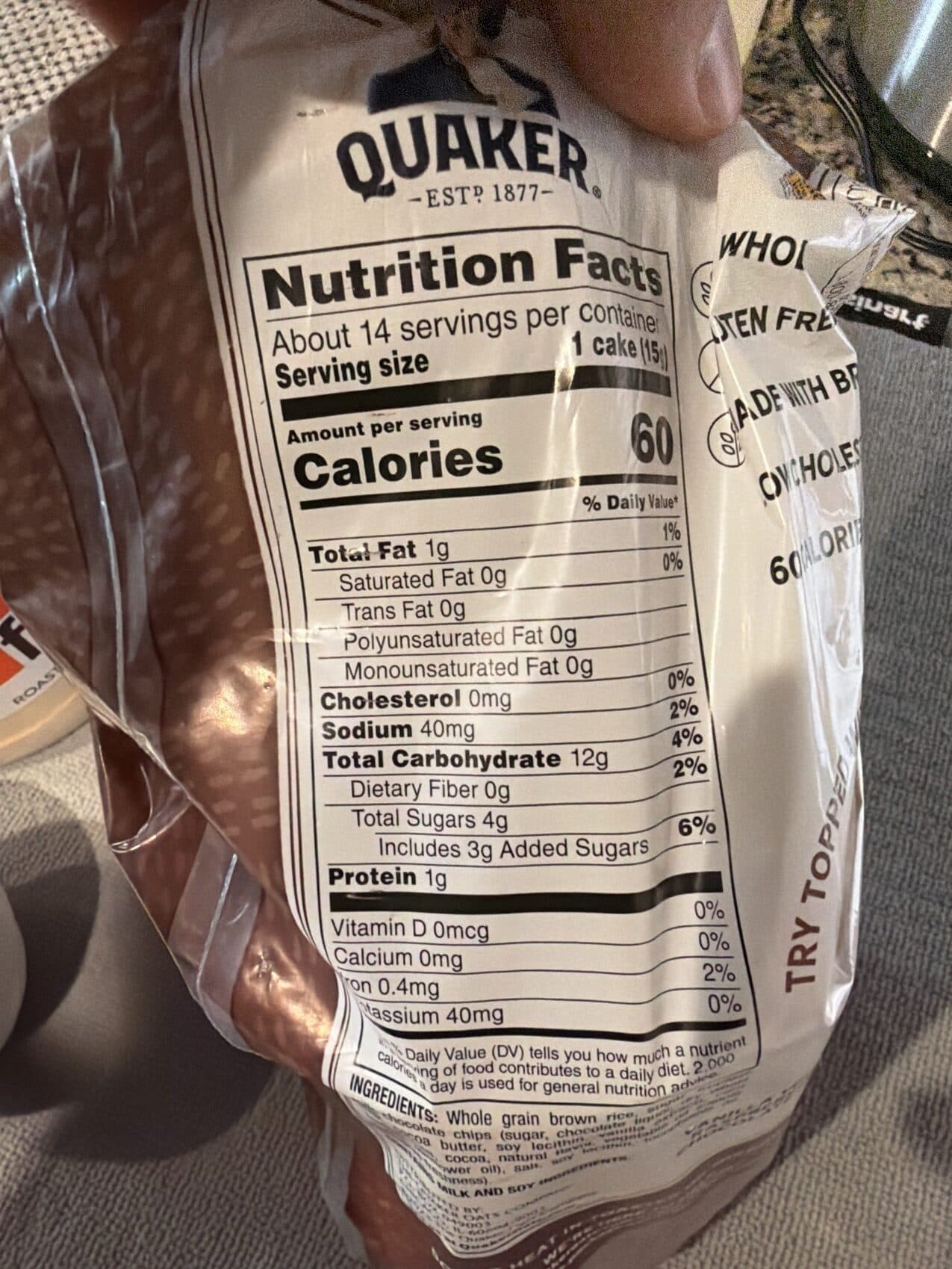 Quaker Chocolate Rice Cakes packshot