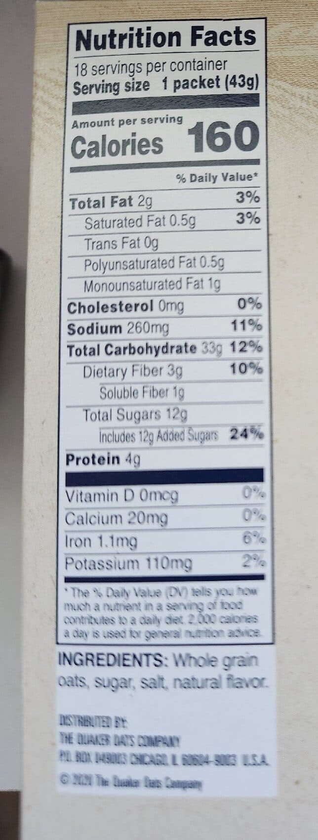 Quaker Quaker Maple & Brown Sugar Instant Oatmeal packshot