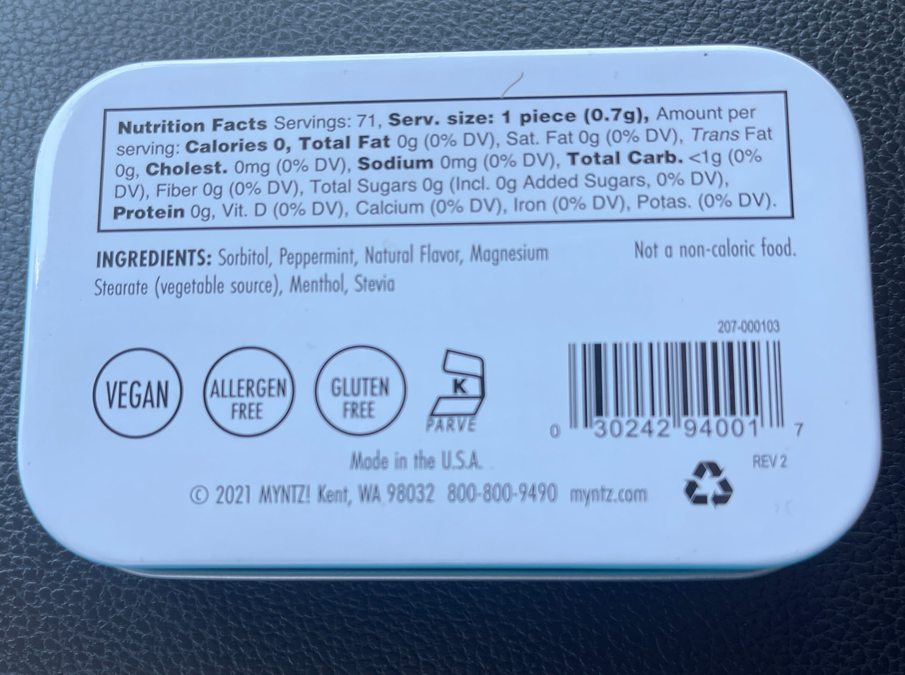 Myntz! Sugar Free Breathmints packshot