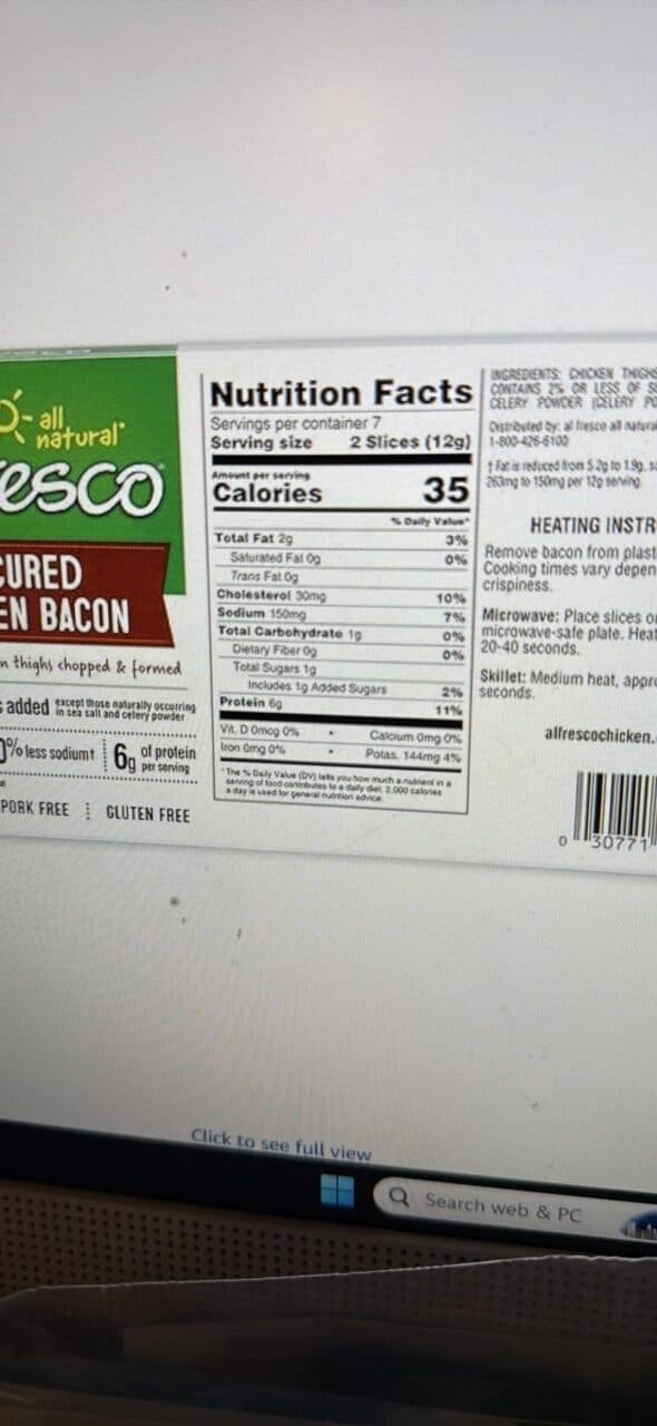 al fresco UNCURED CHICKEN BACON packshot