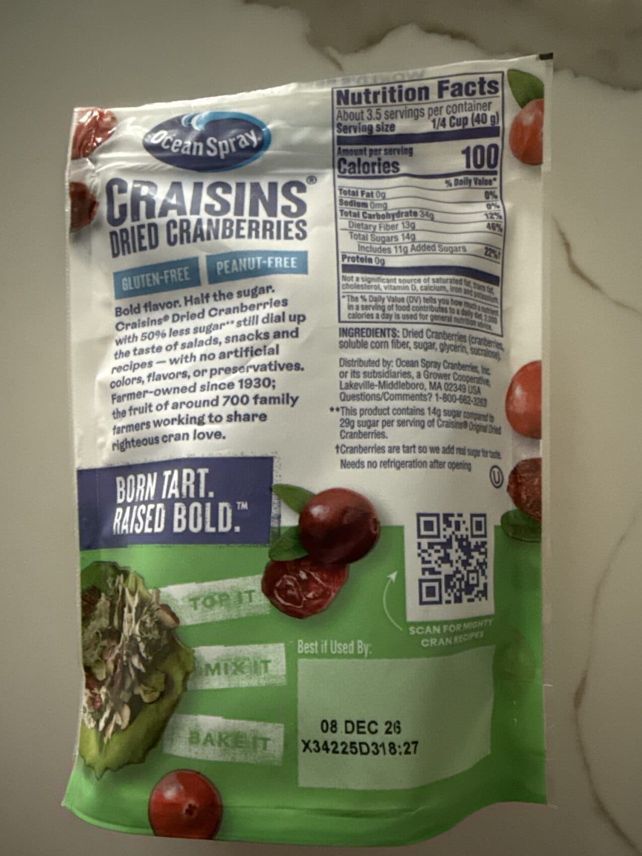 Ocean Spray Sweetened Dried Cranberries packshot
