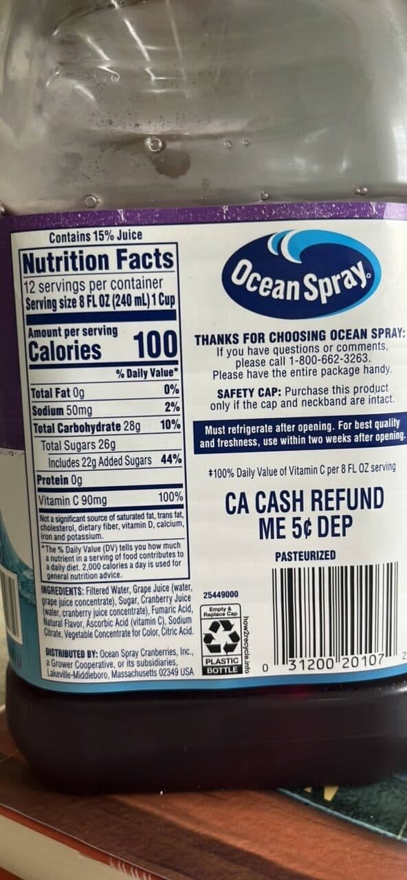 Ocean Spray Grape Cranberry Flavored Juice Drink packshot