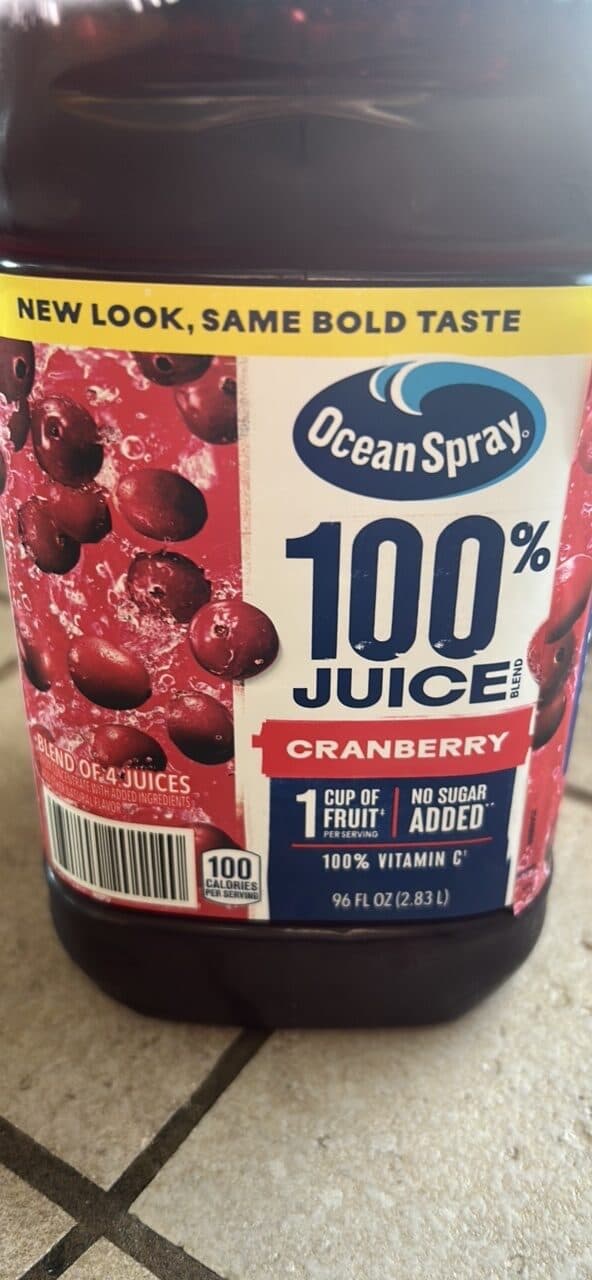 Ocean Spray 100% Juice Cranberry packshot