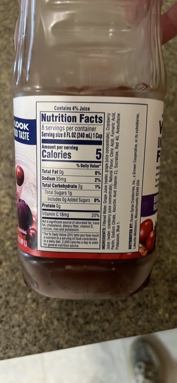 Ocean Spray DIET 5 CALS! CRAN x GRAPE packshot