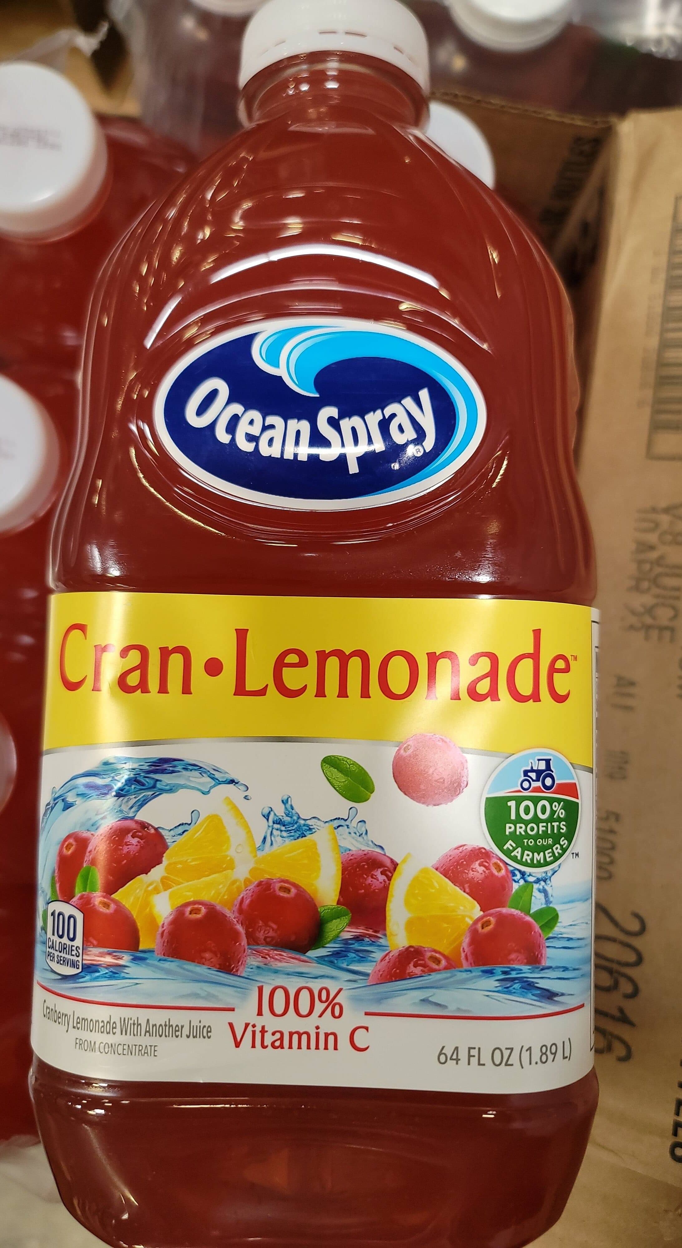 Ocean Spray Cranberry lemonade from concentrate, cran-lemonade packshot