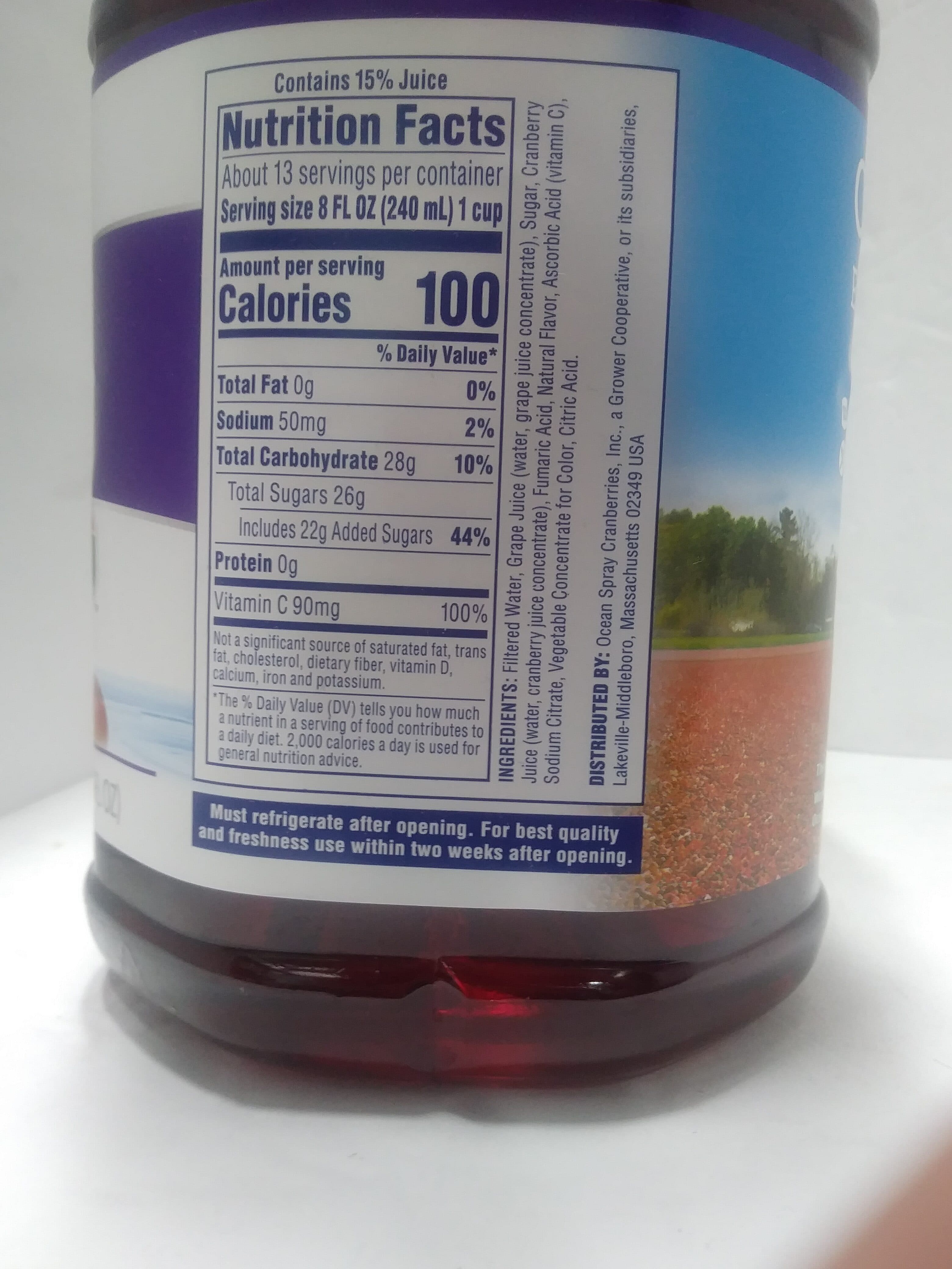 Ocean Spray Grape Cranberry Juice Drink From Concentrate packshot