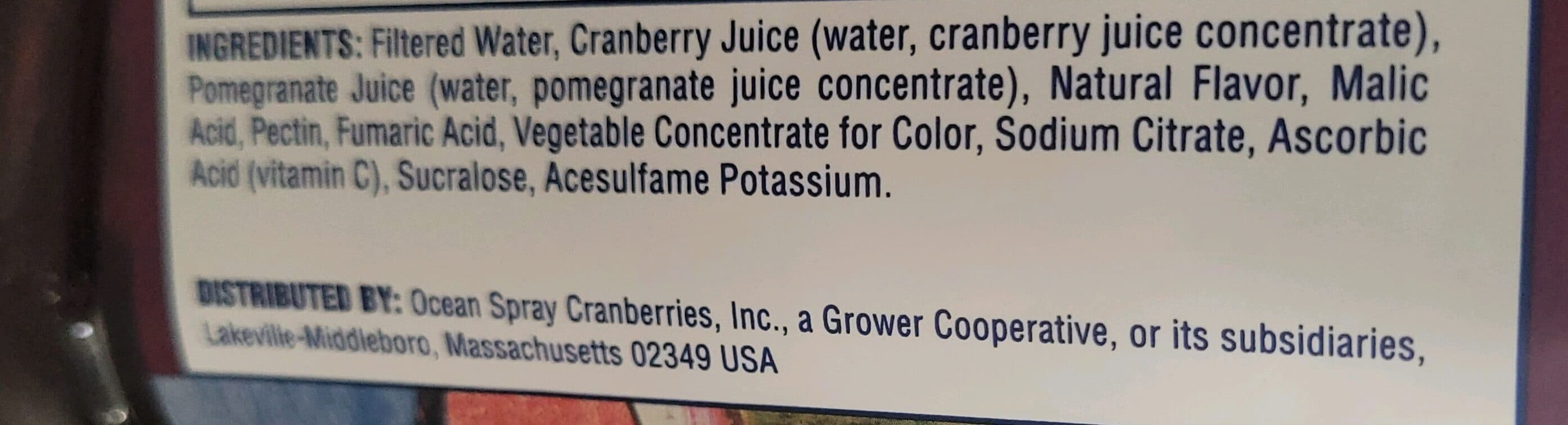 Ocean Spray Diet cranberry pomegranate packshot