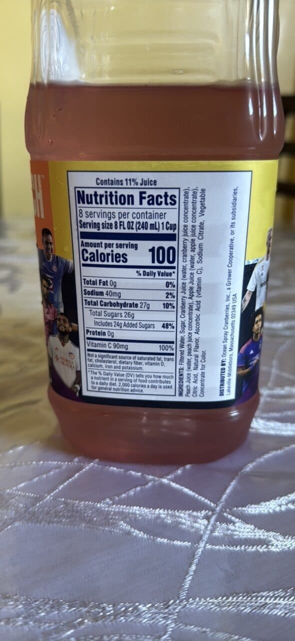 Ocean Spray White Cran x Peach Peach Cranberry Flavored Juice Drink packshot