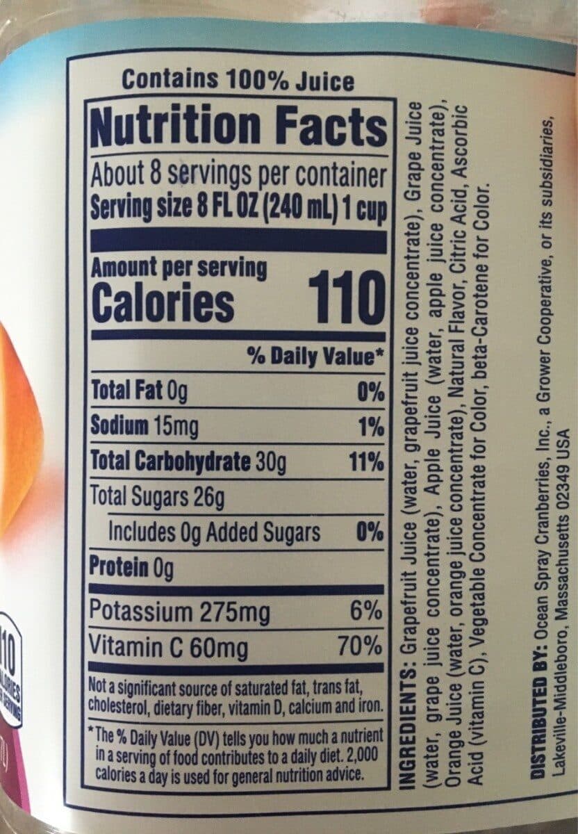 Ocean Spray Ruby red grapefruit juice no sugar added packshot