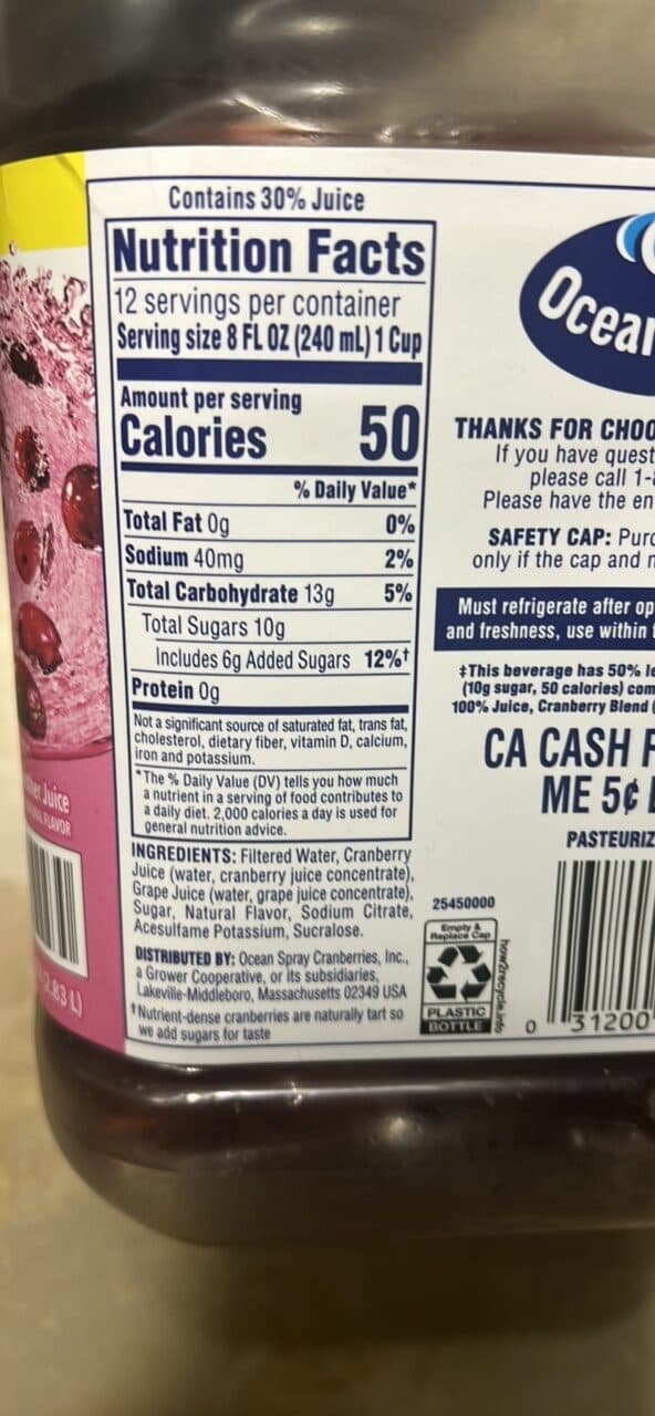 Ocean Spray Cranberry Juice Drink packshot