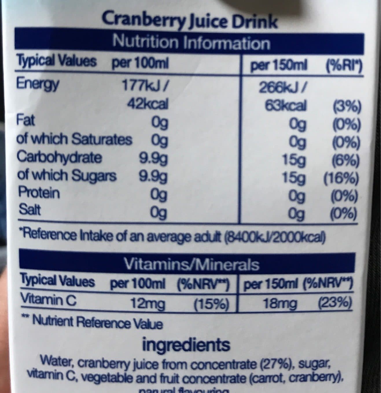 Ocean Spray Ocean Spray Cranberry Classic Juice Drink (1LT) packshot