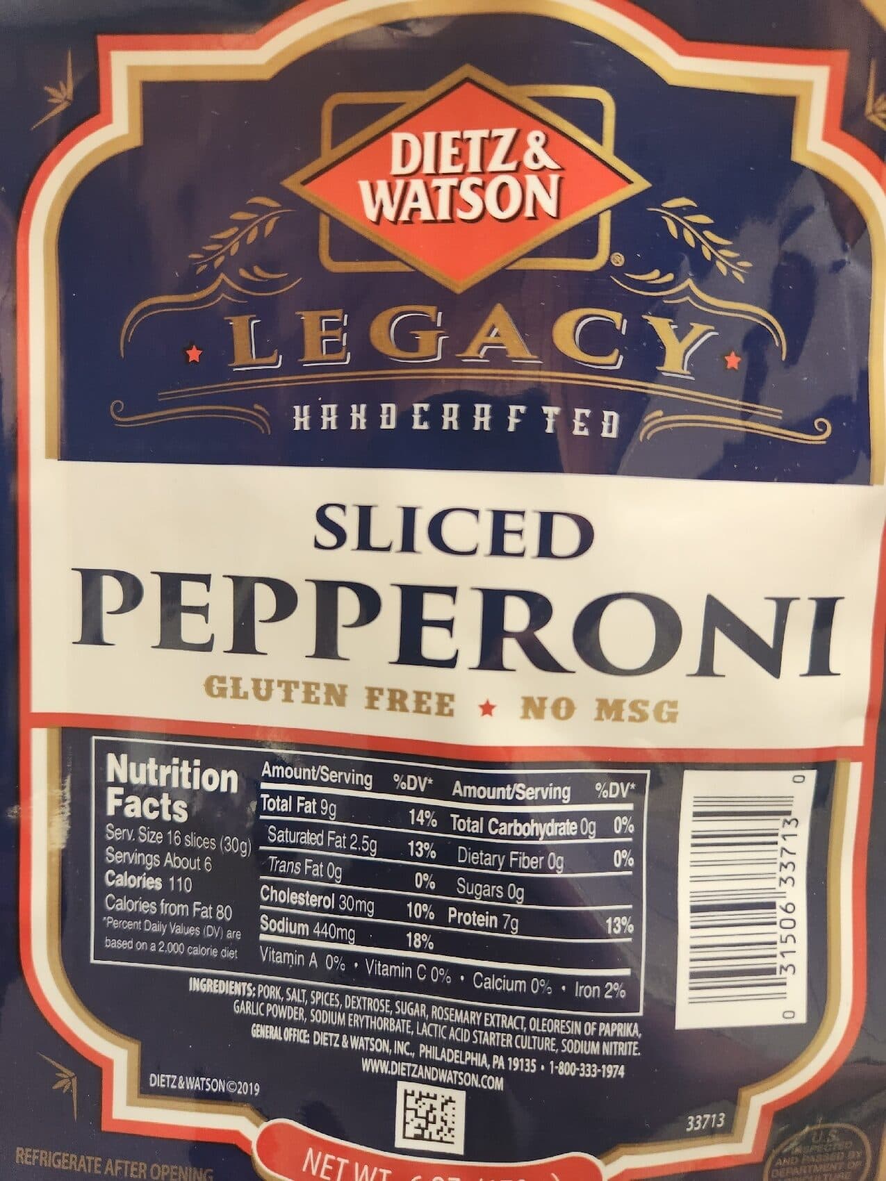 Dietz & Watson Sliced Pepperoni packshot