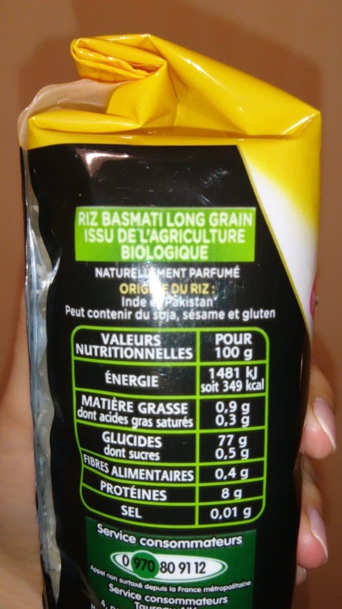 Open Food Facts Riz basmati bio packshot