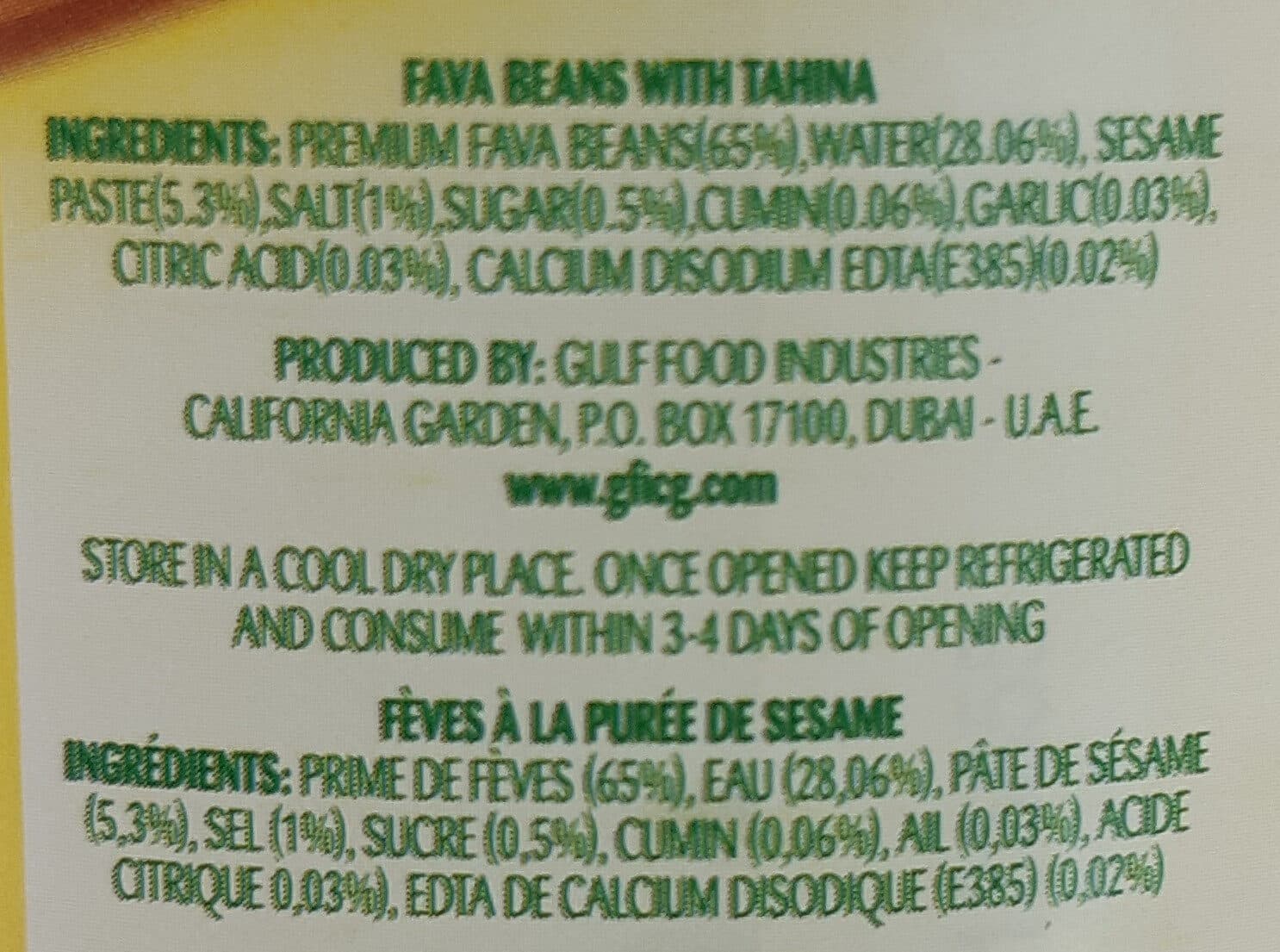 California Garden Fèves à la purée de sésame packshot