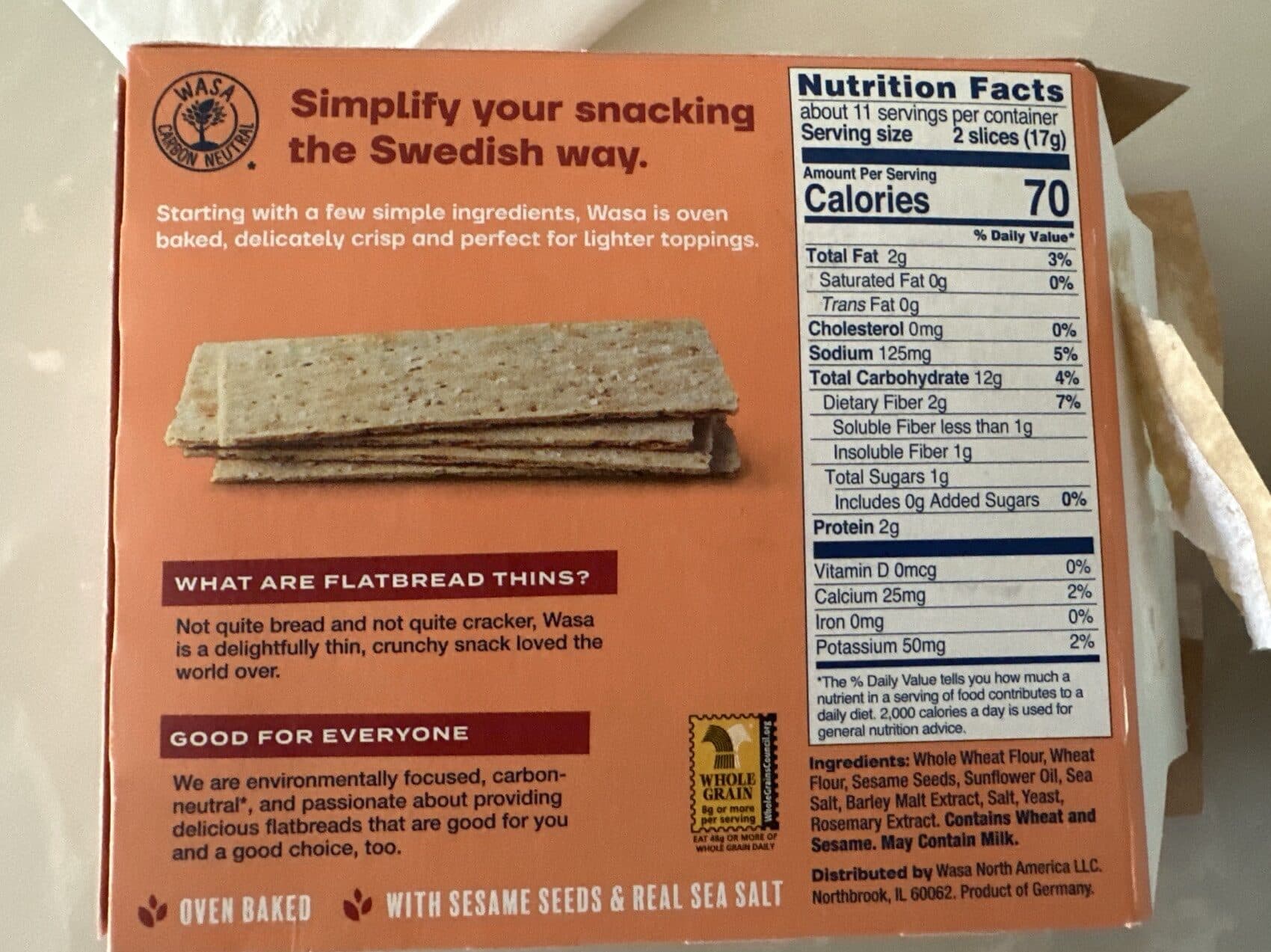 Wasabrod Ab Sweden Thins Flatbread packshot