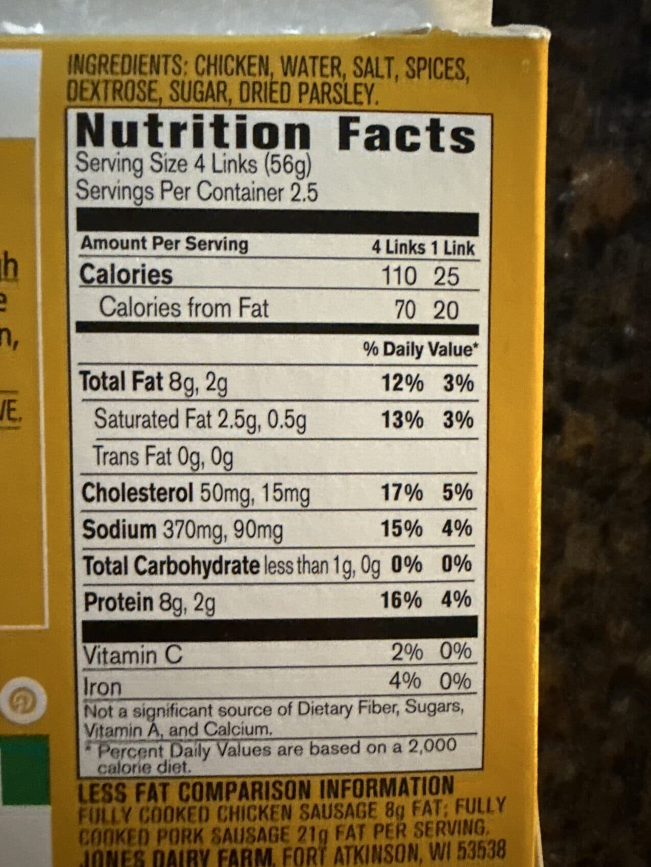 Jones Dairy Farm All Natural Chicken Sausage packshot