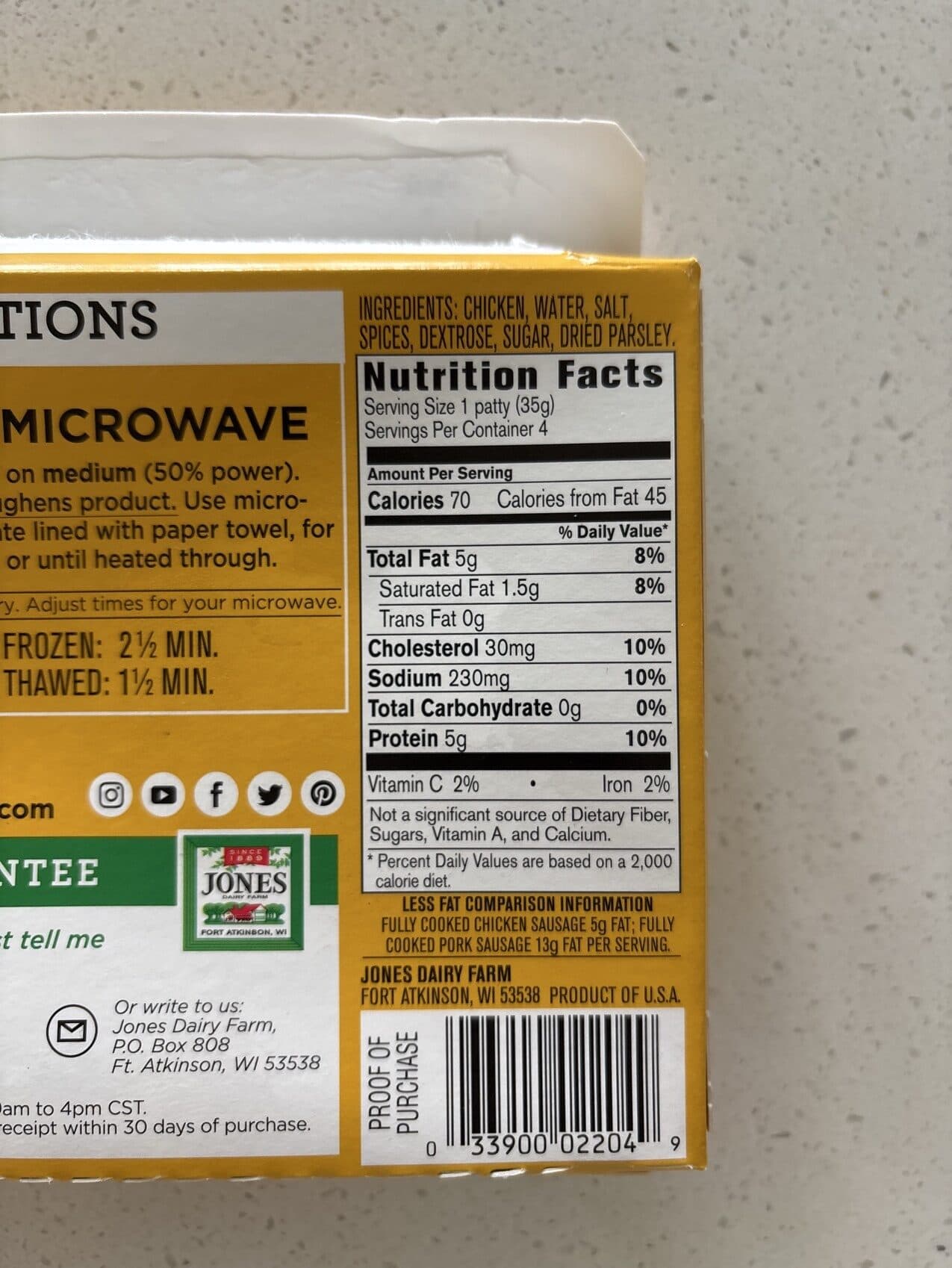 Jones Dairy Farm Chicken Sausage packshot