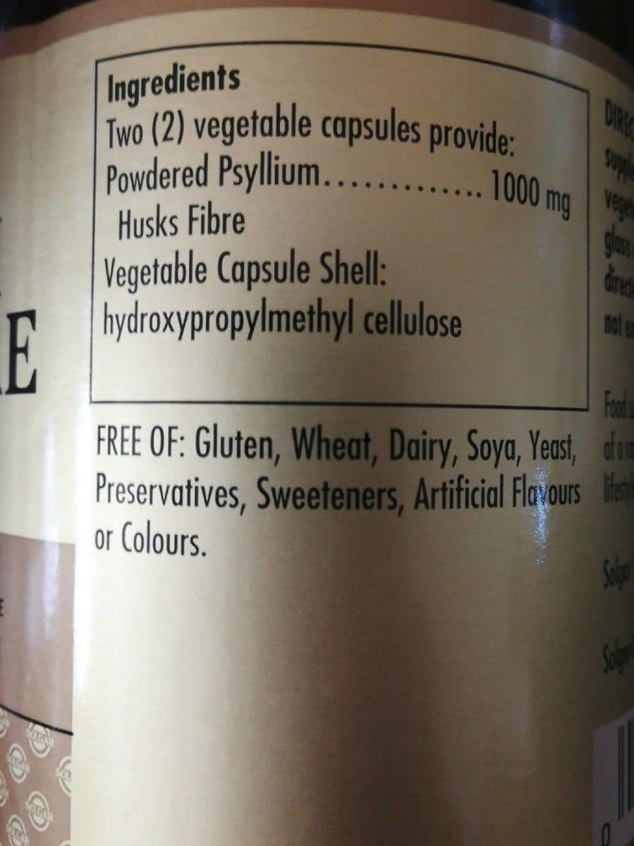 Solgar Psyllium Husk Fibre Capsules packshot