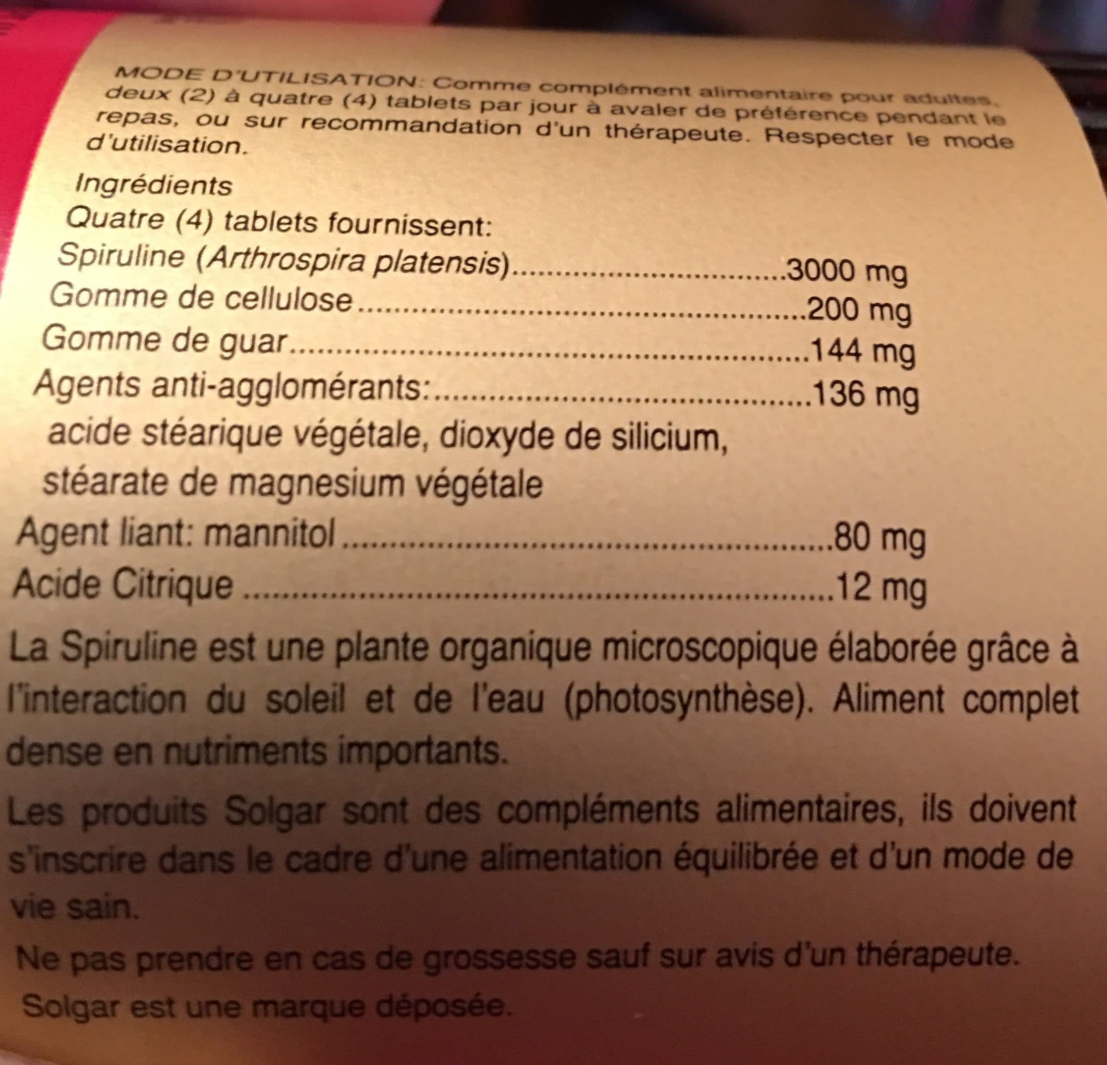 Solgar Spiruline 750MG - 100 Tablets - Solgar packshot