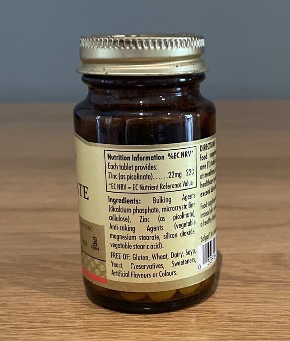 Solgar Zinc Picolinate 22 MG - 100 Tablets - Solgar packshot