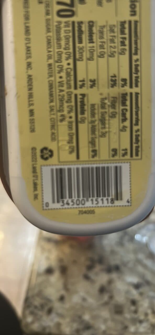Land O Lakes Cinnamon Sugar Butter Spread packshot