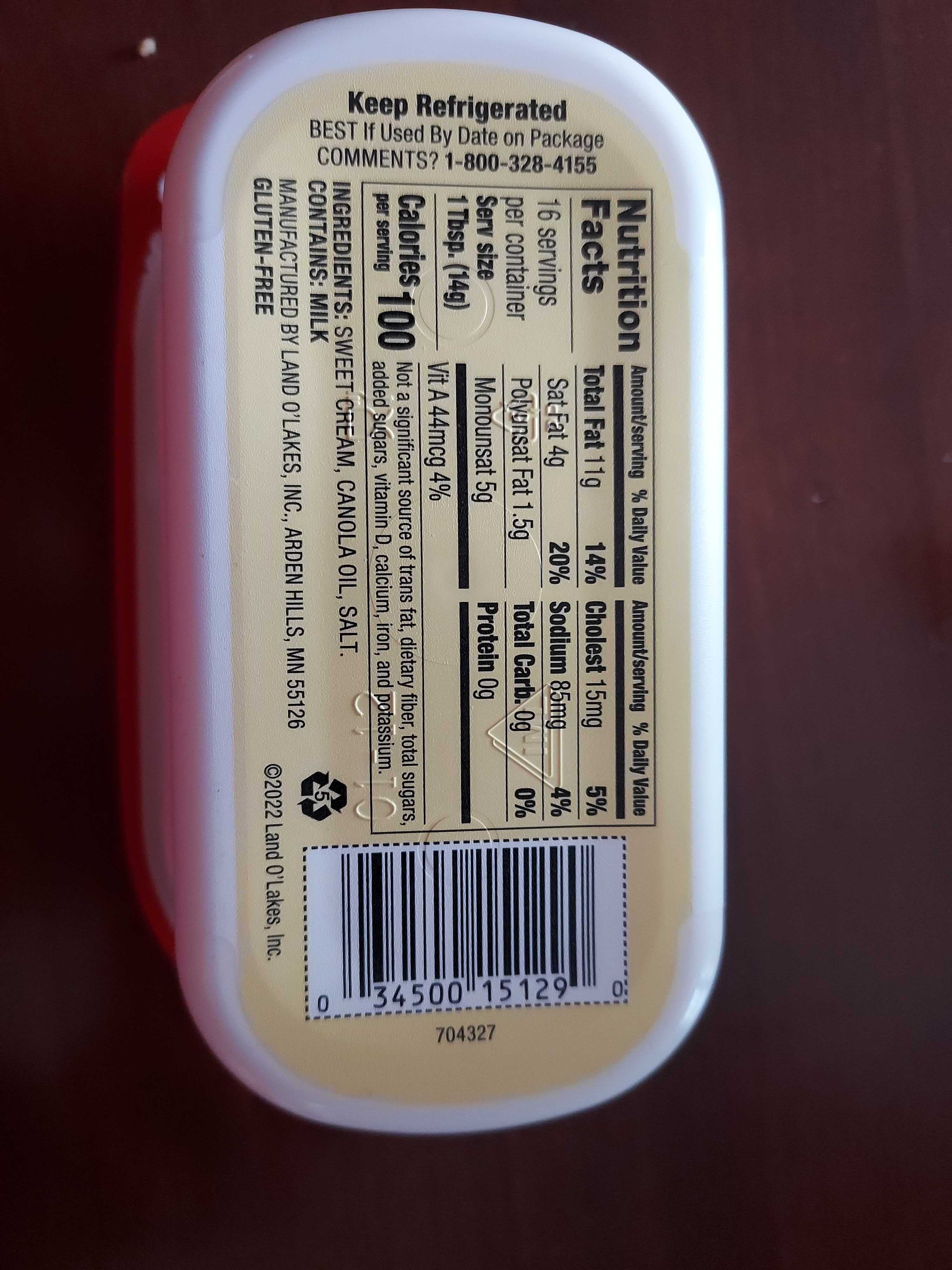 LAND O LAKES BUTTER WITH CANOLA OIL packshot