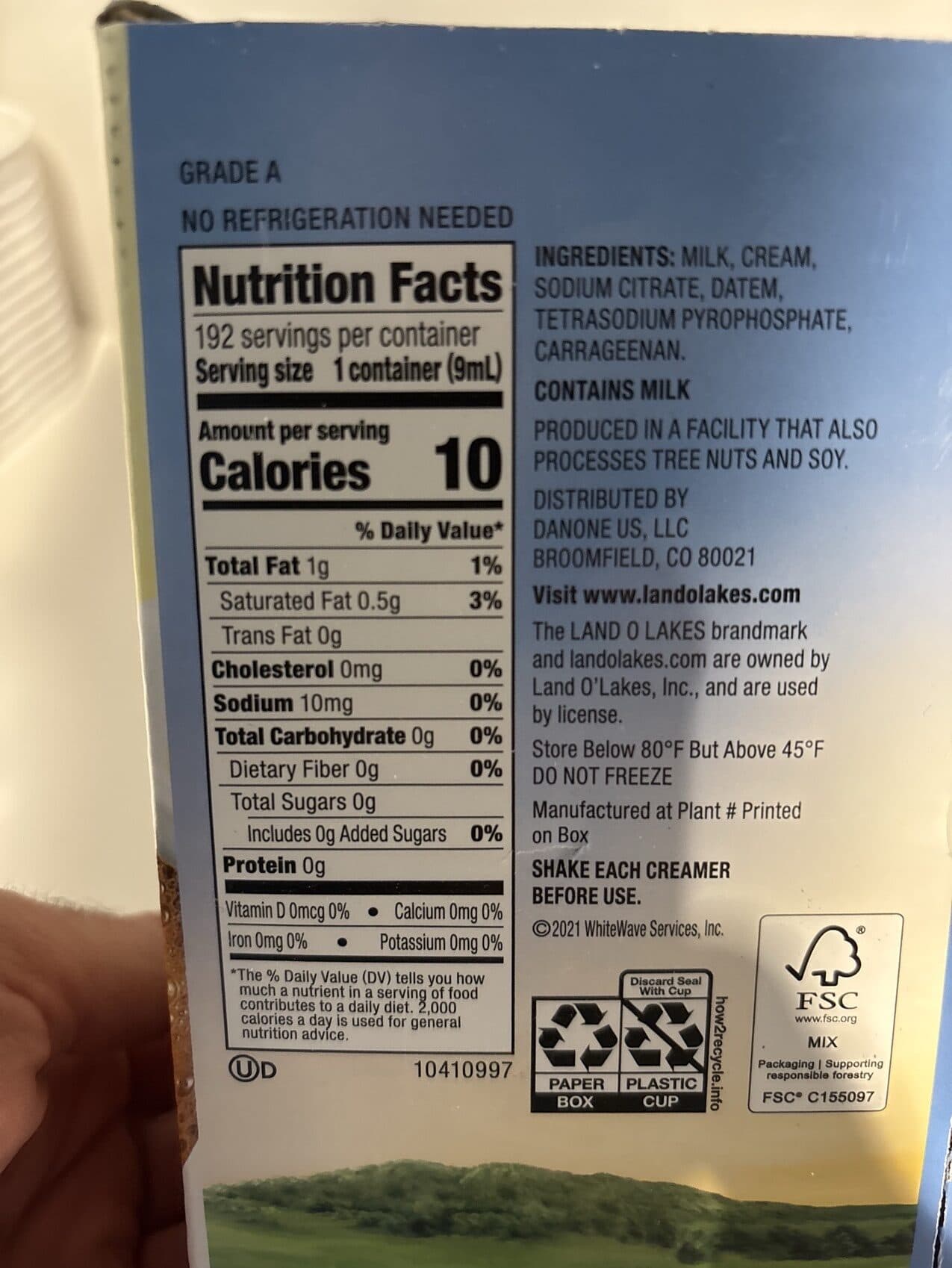 Land O'Lakes Inc. Mini moos creamer half half cups count packshot