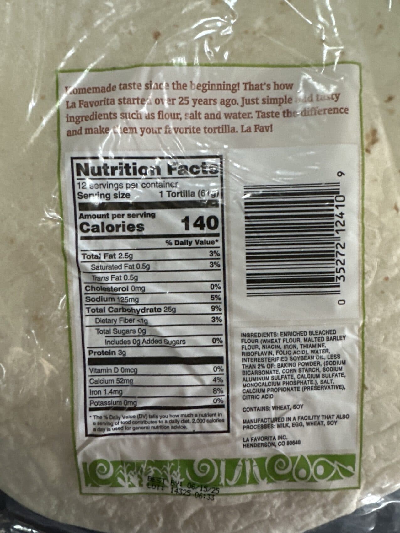 La Favorita Inc. Traditional Tortillas packshot