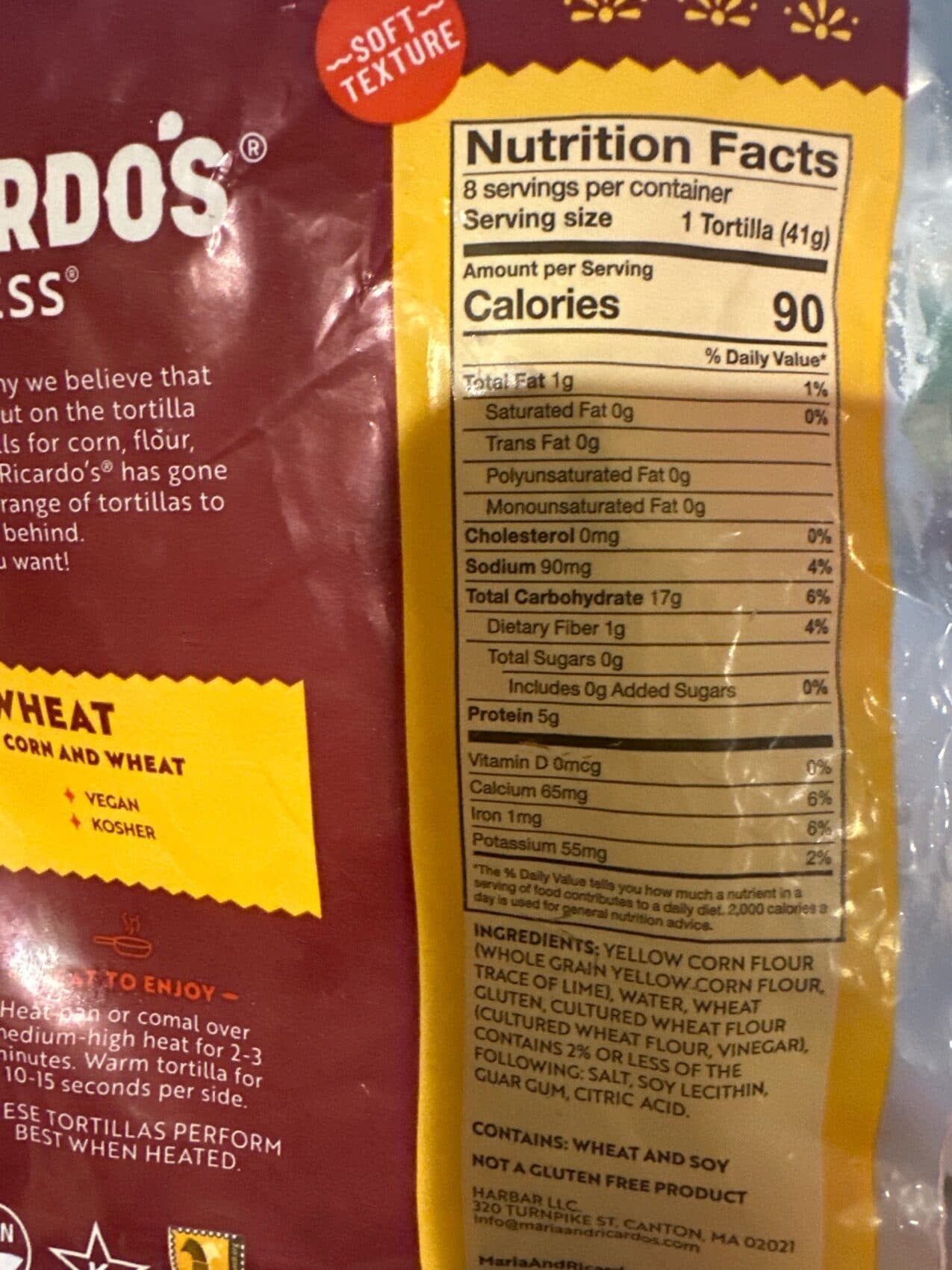 Maria And Ricardo's Yellow Soft Corn Tortillas packshot