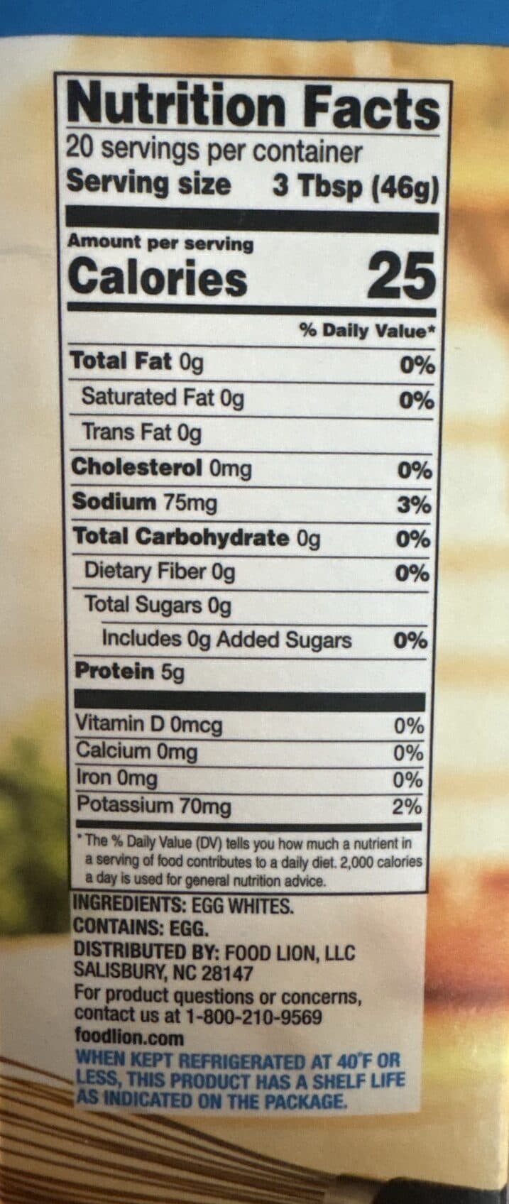 Food Lion Egg Whites packshot