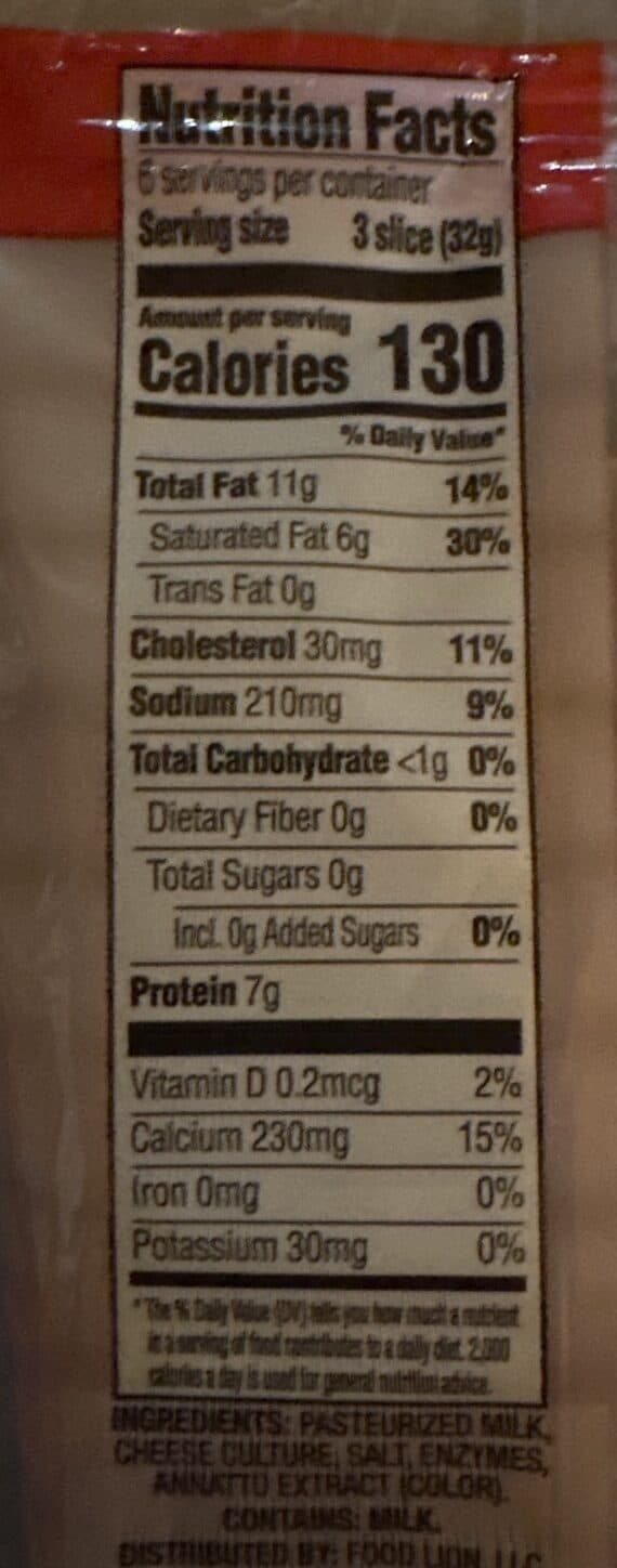 Food Lion Sharp Cheddar Extra Thin Cheese Slices packshot