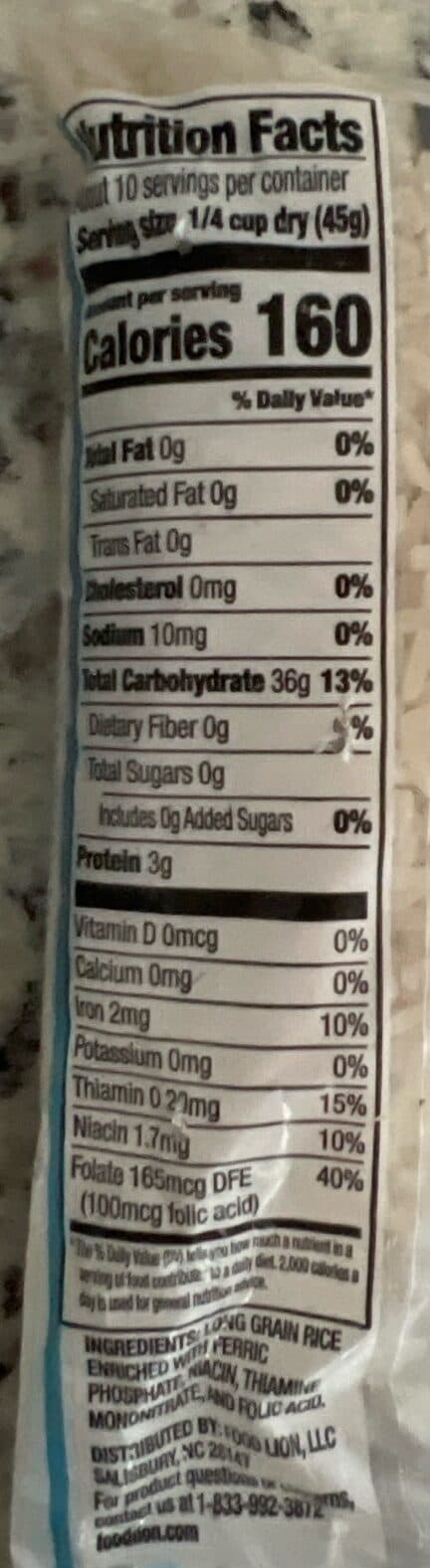 Food Lion Enriched Long Grain White Rice packshot