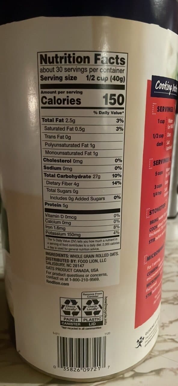 Food Lion Quick Oats packshot