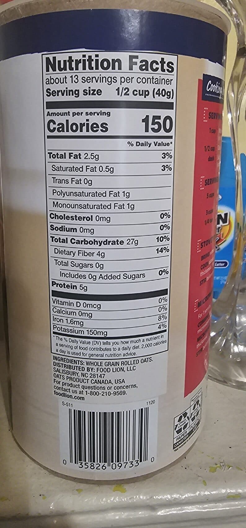 Food Lion Old Fashioned Oats packshot