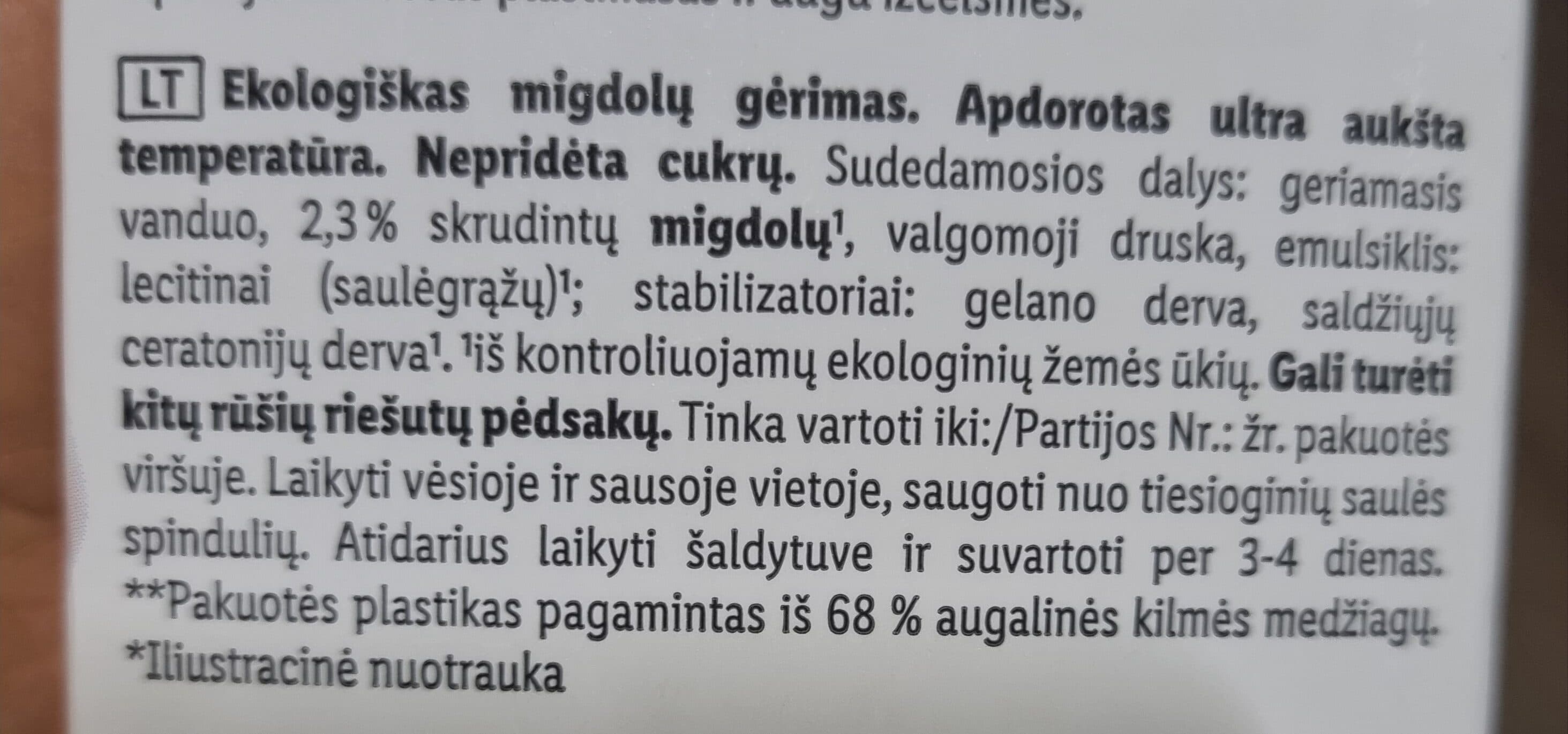 Vemondo Ekologiškas migdolų gėrimas packshot