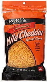 Food Club Shredded Mild Cheddar Cheese packshot