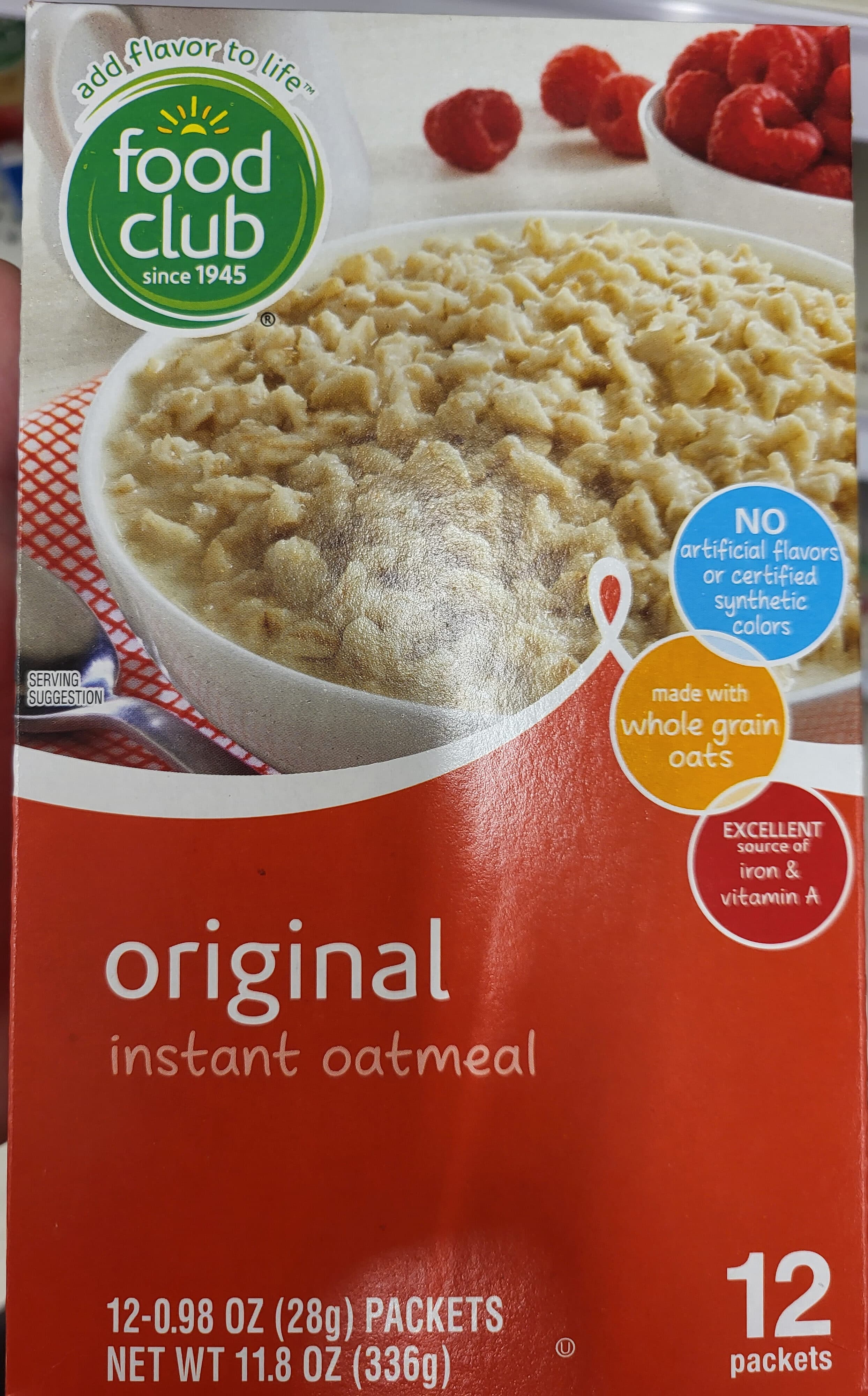 Food Club Instant Oatmeal packshot