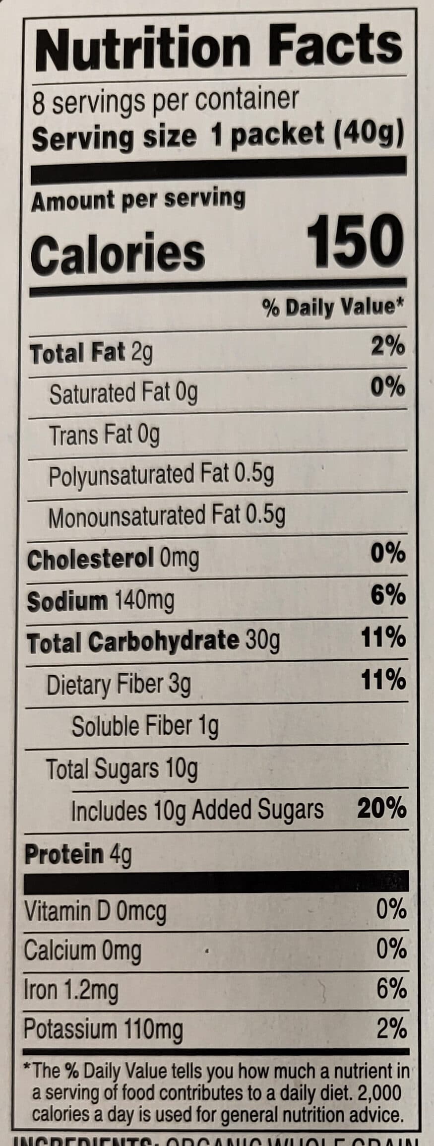 Restaurant Item Instant Oatmeal packshot
