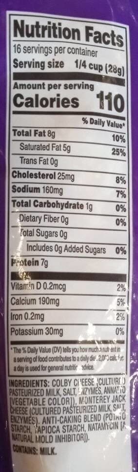 Food Club Shredded Colby Jack Cheese packshot