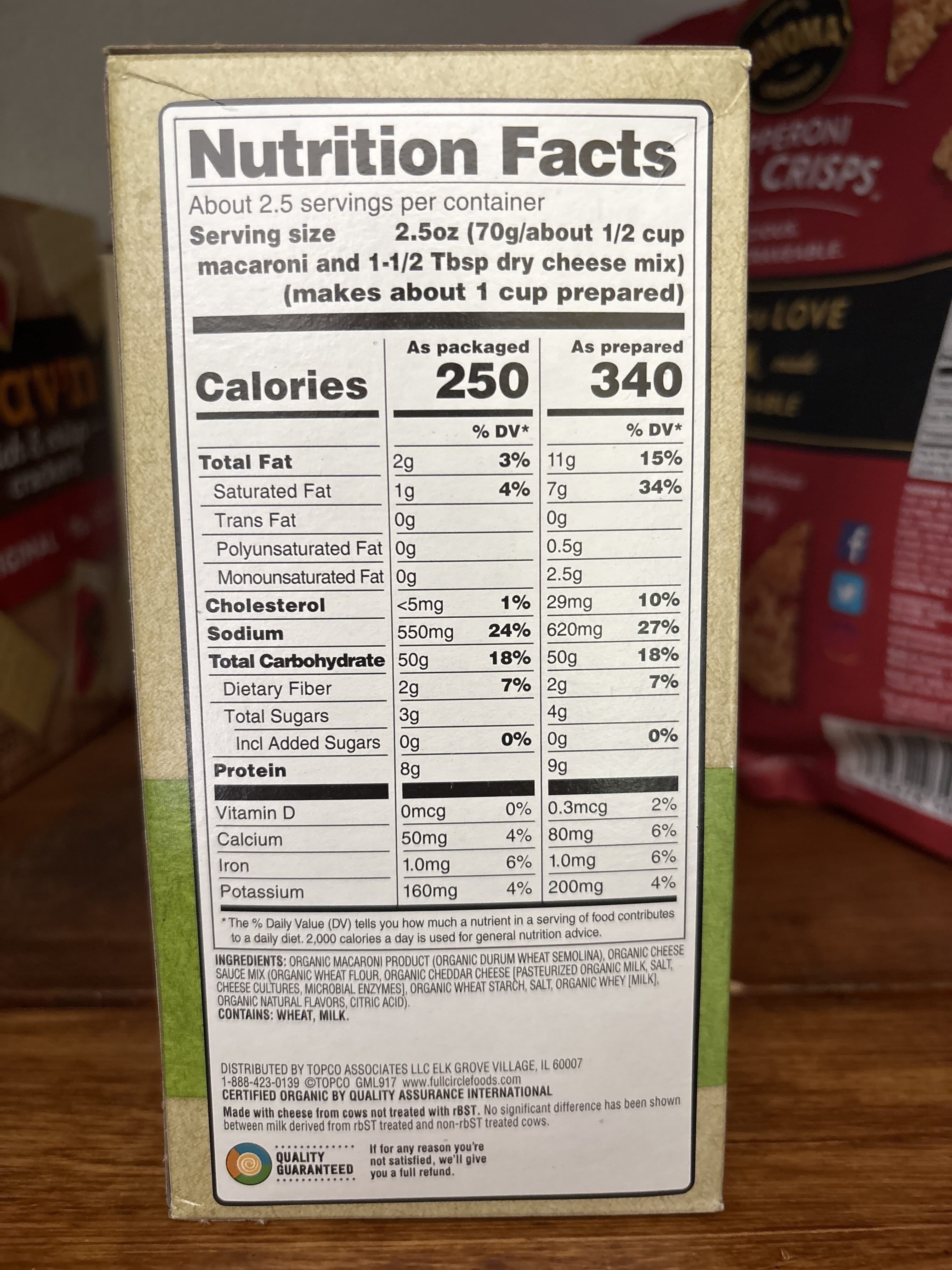 Full Circle Shells & white cheddar cheese dinner packshot