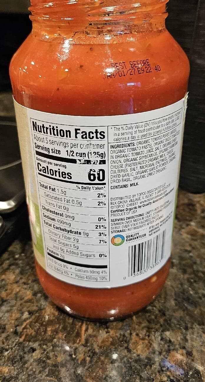 Organic Marinara Pasta Sauce packshot