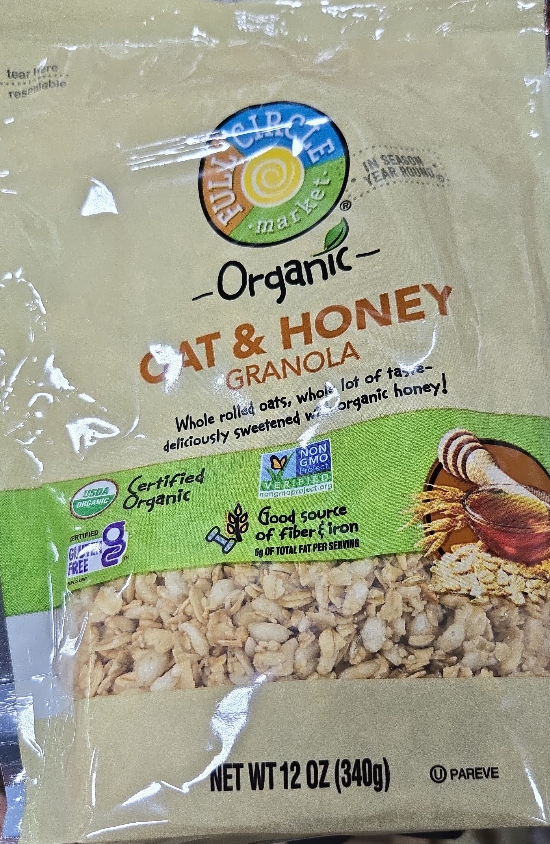 Full Circle Market Oat & honey granola packshot