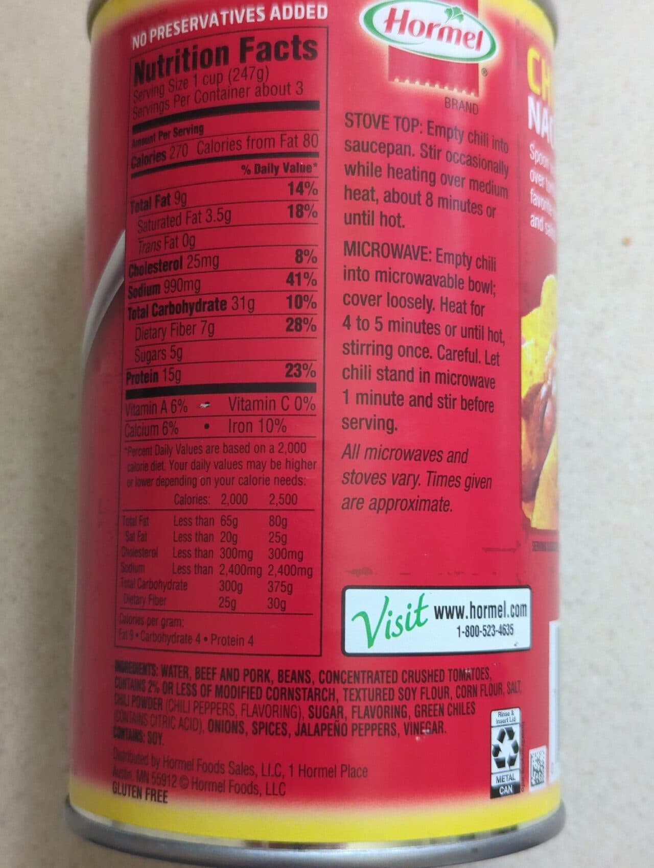 Hormel Chili With Beans packshot