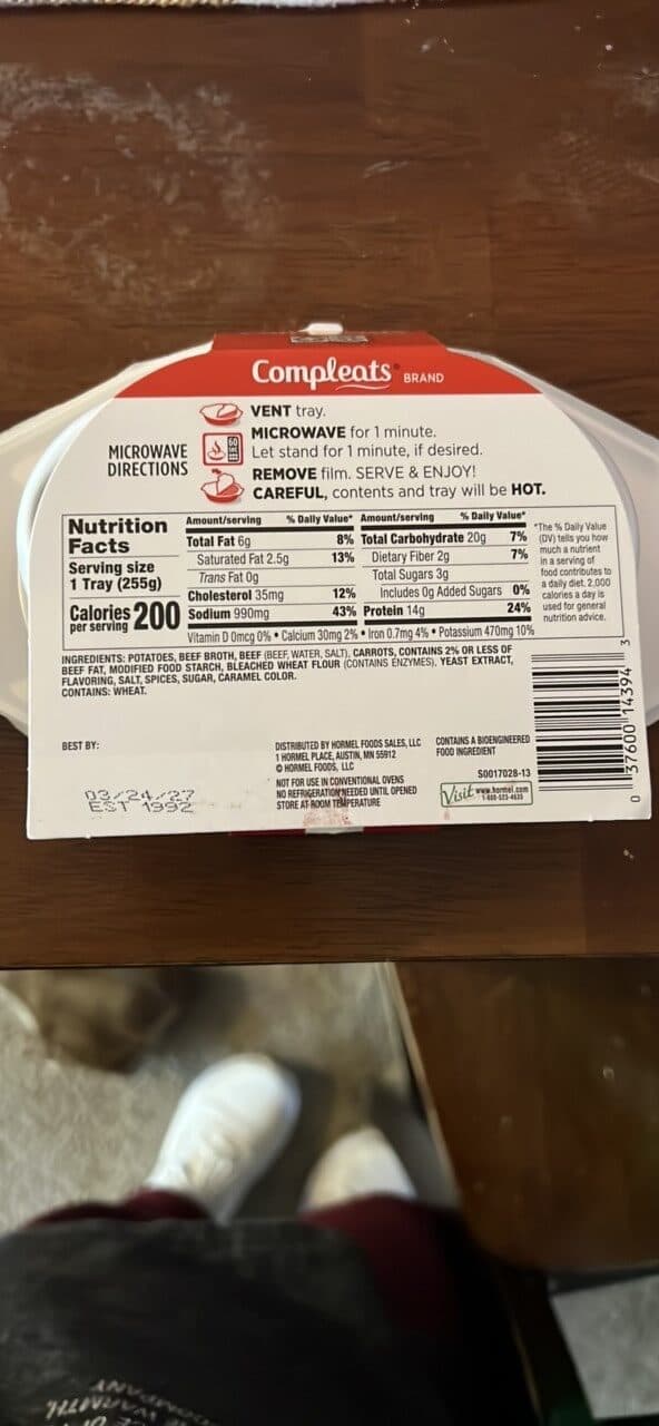 Hormel Compleats Beef Pot Roast packshot