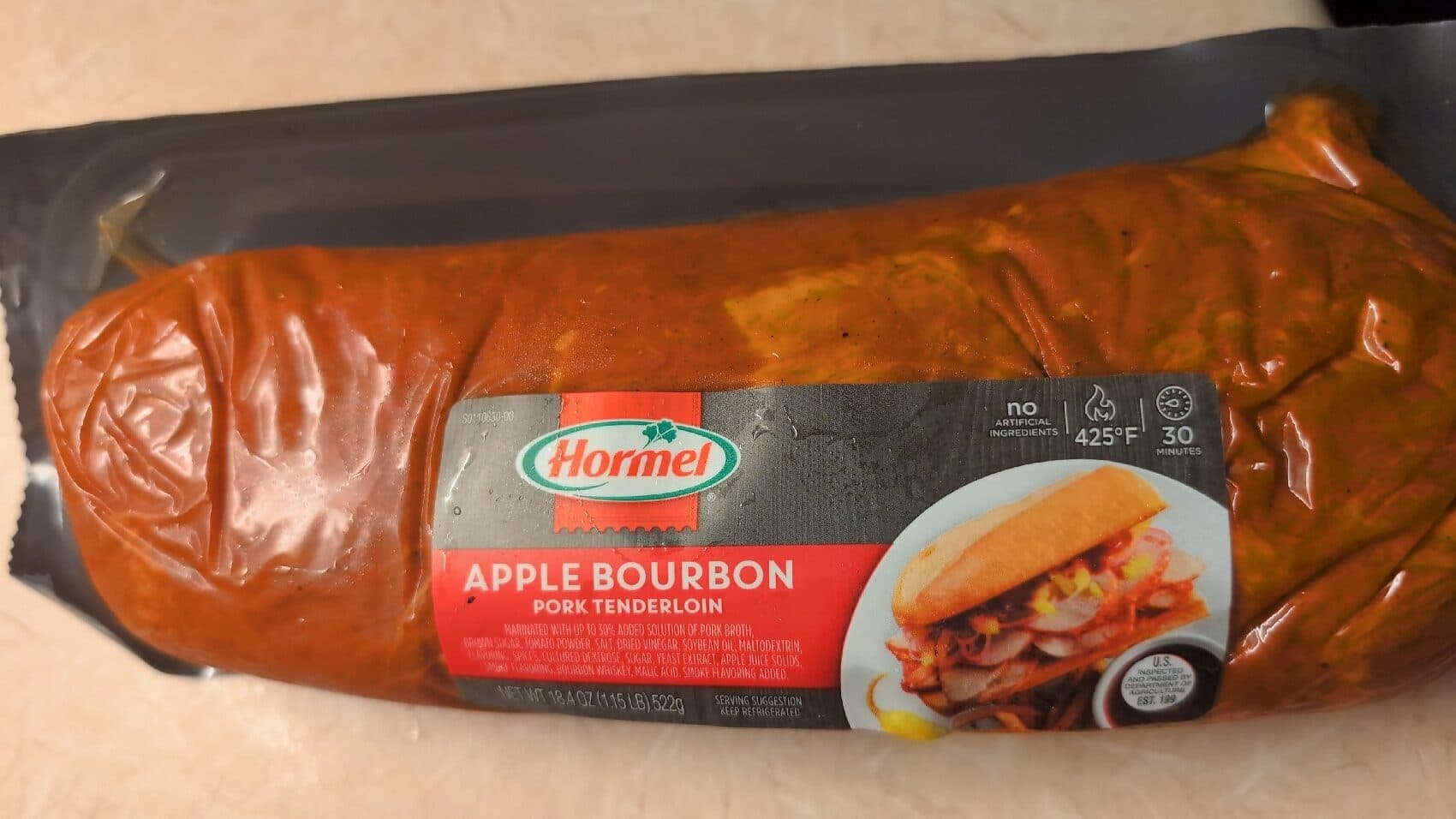 Hormel Apple bourbon pork tenderloin, apple bourbon packshot